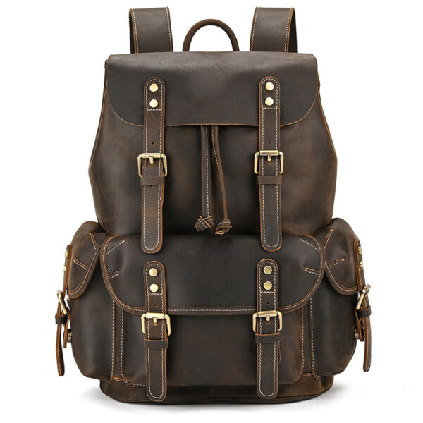 Large Crazy Horse Leather Backpack - Image 4