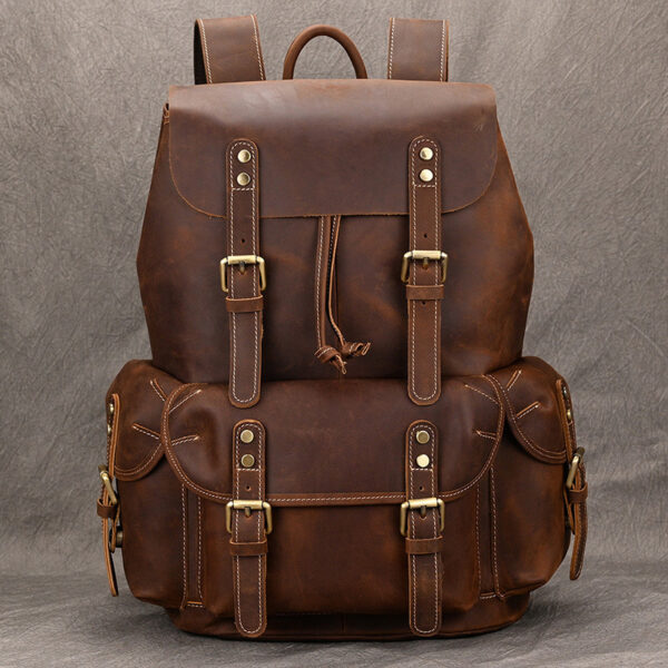 Large Crazy Horse Leather Backpack - Image 10