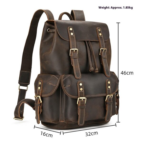 Large Crazy Horse Leather Backpack - Image 9