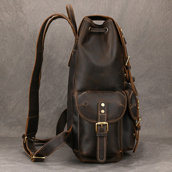 Large Crazy Horse Leather Backpack - Image 3